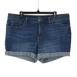 a.n.a Cuffed Dark Wash Mid Rise Blue Stretch Denim Shorts Womens 14
